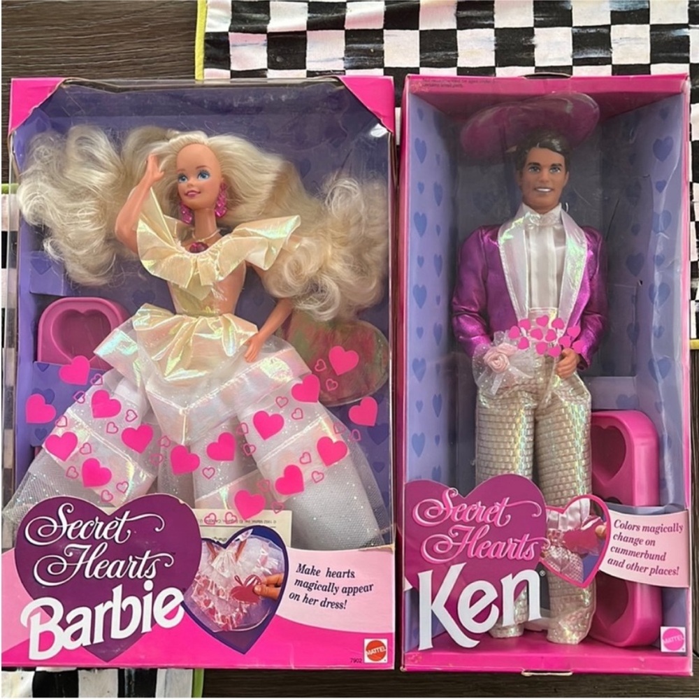 New in box 1992 Secret Hearts Barbie and Ken dolls